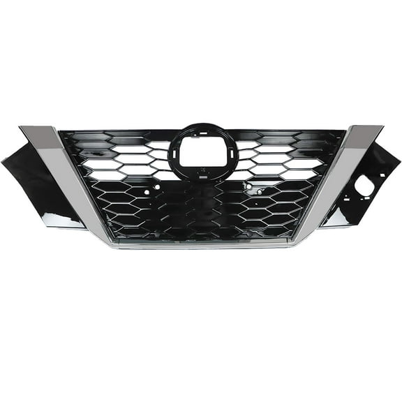 Front Bumper Upper Grille Black Chrome Replacement for 2020 2021 Sentra