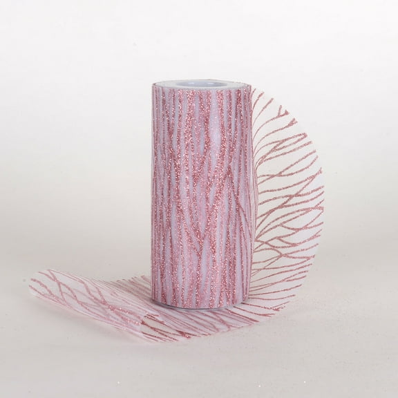 Coral Wavy Glitter Tulle Roll 6 Inch x 10 Yards