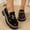 Black, variant on Women Patent Leather Platform Loafers Round Toe Slip on Chunky Block Sole Flat Oxford Shoes All Season Fashion Casual Footwear Black 8.5(43)