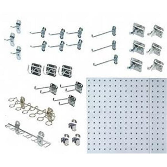 Triton Products LB18-SKit 2 18 Po. L x 36 Po. H x 0,5 Po. P Panneaux à Trous Carrés en Acier Inoxydable 304 avec Assortiment de Lochoks en Acier Inoxydable de 32 Pcs et -3 Bacs Suspendus en Plastique