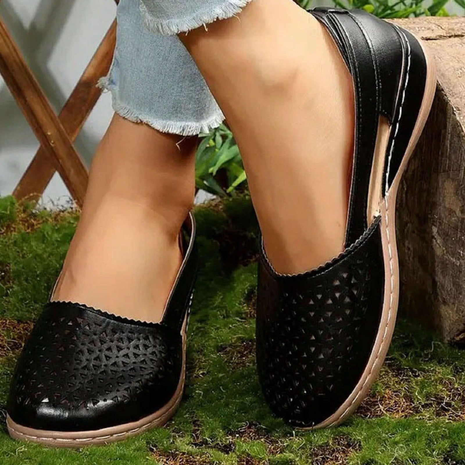 Mepaouo Women's Ballet Flats Business Office Work Casual Dress Shoes Comfortable Wedge Slip on Loafers