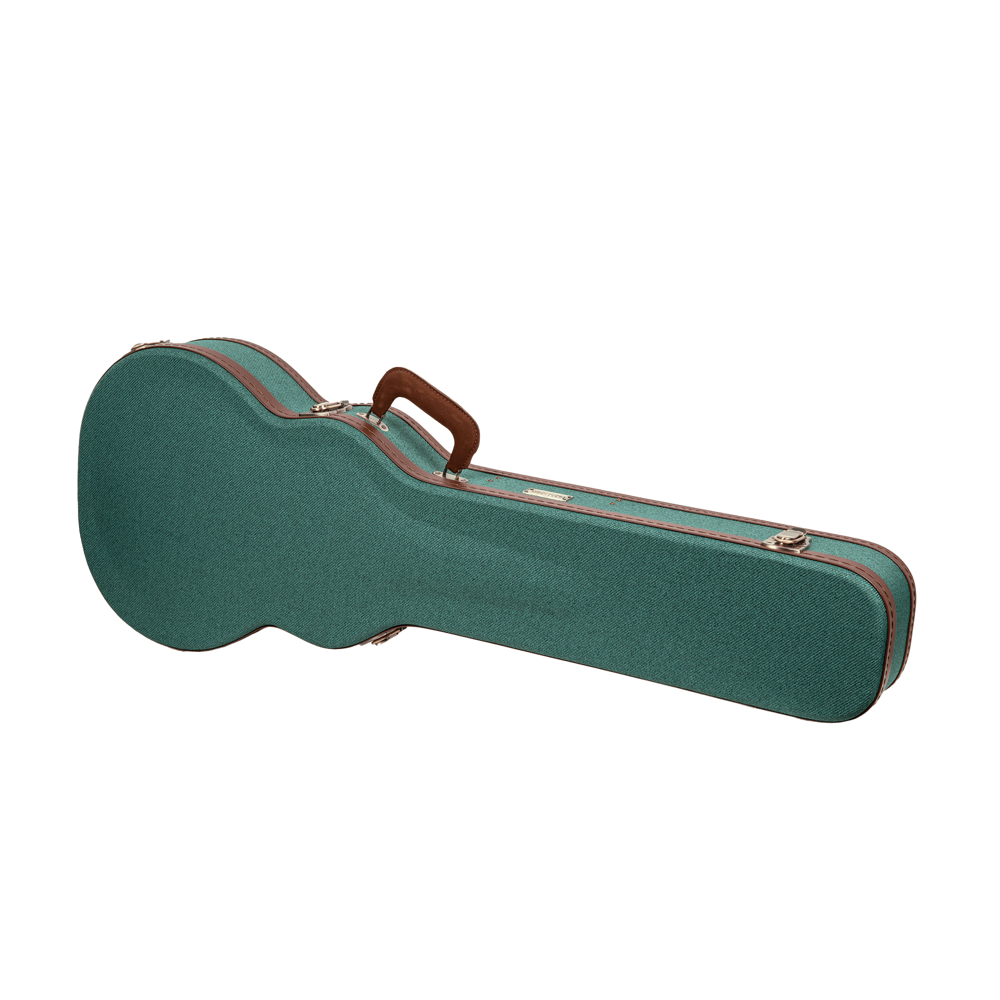 Crossrock Master Series - Wooden Les Paul Electric Guitar Case - Security Lock, Genuine Leather Handle, Reinforced Hardware, Metal Feet, Storage Space- Malachite Blue Tweed