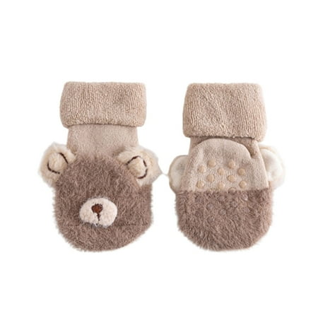 

Baby Warm Shoes Toddler Boys Girls Fleece Warm Walking Sock Non-Skid Boot Slipper Cute Cartoon Animal Knit Socks 0-3Y