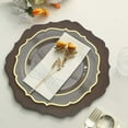 thumbnail image 4 of 13" Charger Plates - Set of 12 - Rustic Brown Embossed Wood Grain Round Acrylic Charger Plates with Scalloped Rim, Ideal for Dinner Party Wedding Holiday Bulk Events, 4 of 18