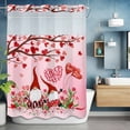 thumbnail image 6 of No Hook Shower Curtain with Snap in Liner, Valentine's Day Red Love Heart Tree Waterproof Bath Curtain Double Layers with See Through Top Window, Tulip Gnome Best Mom Ever Shower Curtains 48x72in, 6 of 9