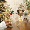 Christmas Hair Band Gold Red Elk Horn Bell Headband Merry Christma