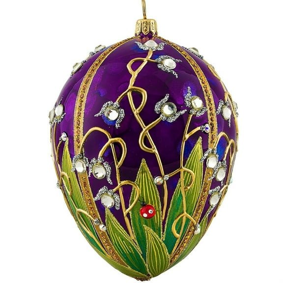 Glitterazzi Ladybug Jeweled Egg Polish Glass Christmas Tree Ornament Poland New