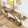 thumbnail image 2 of Tribesigns Console Table with Storage Shelf, 70.87" Sofa Table Behind Couch, 2-Tier Rustic Entryway Table with Half Moon Frame for Hallway (Wood), 2 of 6