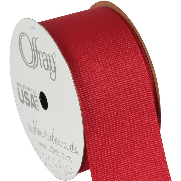 Offray Ribbon, White 1 1/2 inch Grosgrain Polyester Ribbon, 12 feet