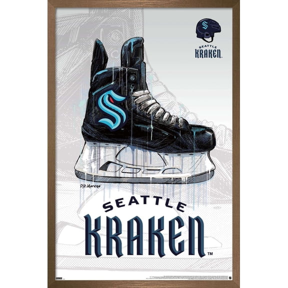 NHL Seattle Kraken - Drip Skate 20 Wall Poster, 14.725" x 22.375", Framed