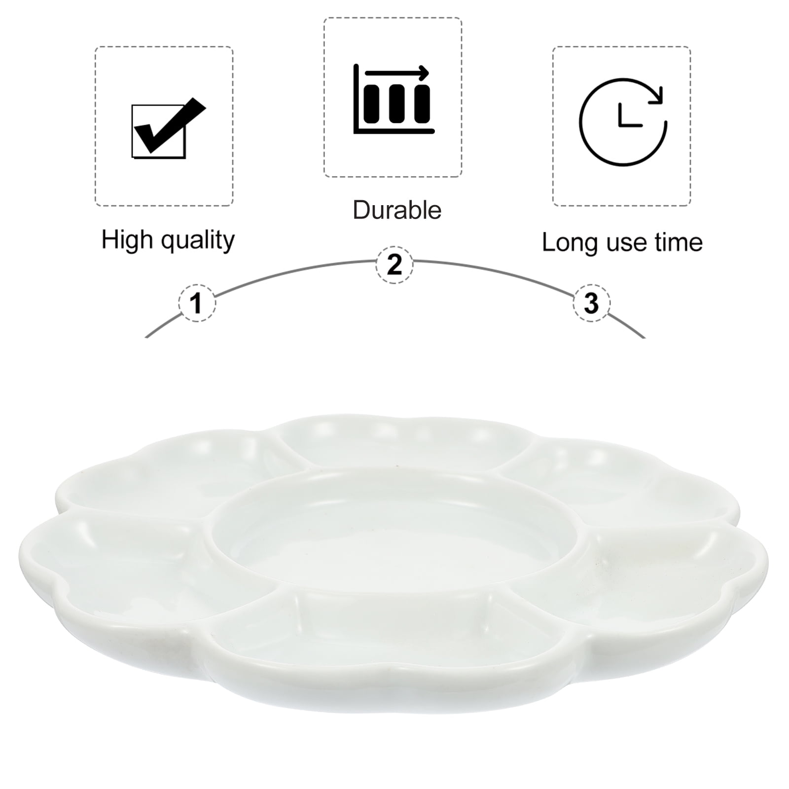 KHBUAB 1Pc Handheld White Ceramic Pigment Tray for Watercolor and Oil Painting