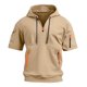 thumbnail image 4 of pstuiky camiseta de hombre, Camisa de verano de manga corta con capucha y cremallera con múltiples bolsillos para hombre camisas casuales para hombre l, 4 of 5
