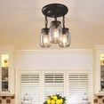 thumbnail image 3 of Loyalheartdy 3 Lights Glass Mason Jar Pendant Light Kitchen Island Hanging Lamp Farmhouse Ceiling Lamp Fixtures Rustic Chandelier, 3 of 12