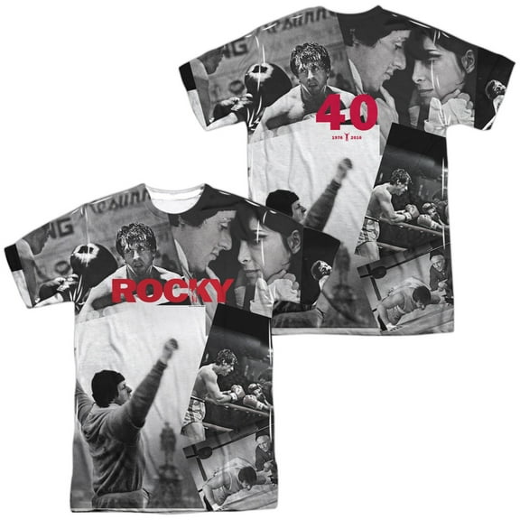 Rocky 40Th Anniversay Collage Unisex Adult Sublimated Costume T Shirt (Front/Back), Medium Multicolor