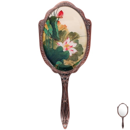 BESTONZON Vintage Handheld Makeup Mirror Multi Color 1Pack