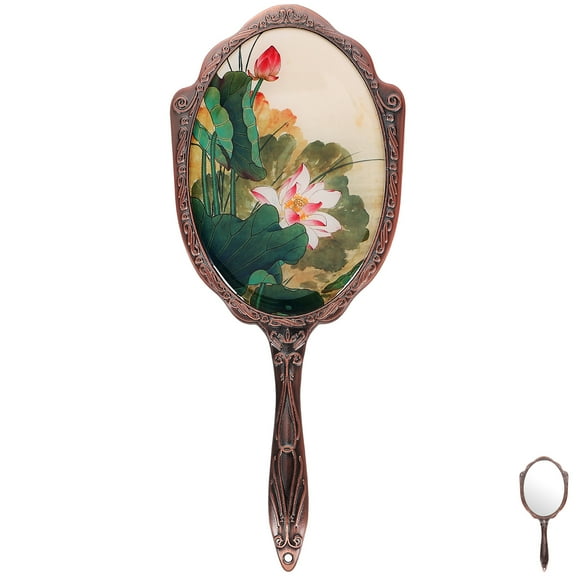 BESTONZON Vintage Handheld Makeup Mirror Multi Color 1Pack