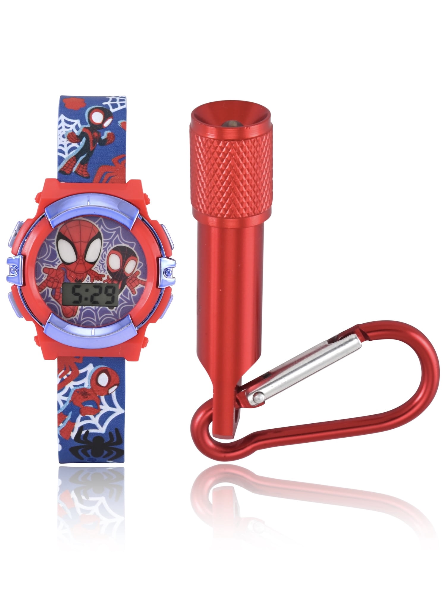 Marvel Spider-Man and Friends Unisex Child 2pc Red and Blue Watch and Flashlight Set, SPF40001WM