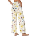thumbnail image 5 of SCRAWLGOD Butterfly Floral Print Beige Womens Casual High Waist Pants Fashion Drawstring Loose Pants Trousers Soft Lightweight Lounge Slacks with Pockets, XXL, 5 of 7