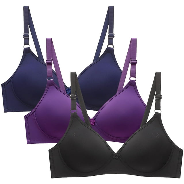 Aboser Womens Lightly Wireless Bras 3 Pack Smooth T-shirt Bra Body Hugging Lift Up Bralettes Full Coverage Support Bra Stretch Fit Everyday Bralettes