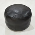 thumbnail image 5 of Round Shaped Goat Leather Handmade Eco-Friendly Chocolate Brown Pouf - Round Shape Pouf, 14" x 14"x 14", Plain Solid Pouf, Goat Leather Pouf, Recycled Cotton Fill Stuffed Pouf, Leather Seating Pouf, 5 of 5