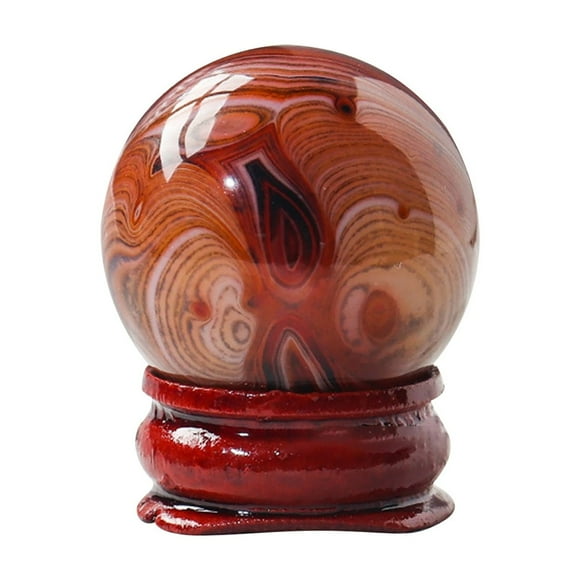 1Pcs 1.18" Natural Selenite Ball With Wooden Stand Healing Crystal Sphere Art Decoration Raw Charing Stone Ball-The Sardonyx