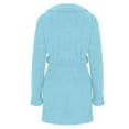 thumbnail image 4 of successthop Womens Plus Size Robe for Winter Two Side Fleece Fuzzy Pajamas Belted Collar Bathrobe with Pocket Blue L, 4 of 5