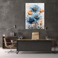 thumbnail image 5 of Mudket Blue and Orange Flower Canvas Wall Art, flower poster, Floral Wall Decor, Modern Botanical Artwork for Living Room Bedroom, Framed Ready to Hang - 12"L x 8"W, 5 of 10