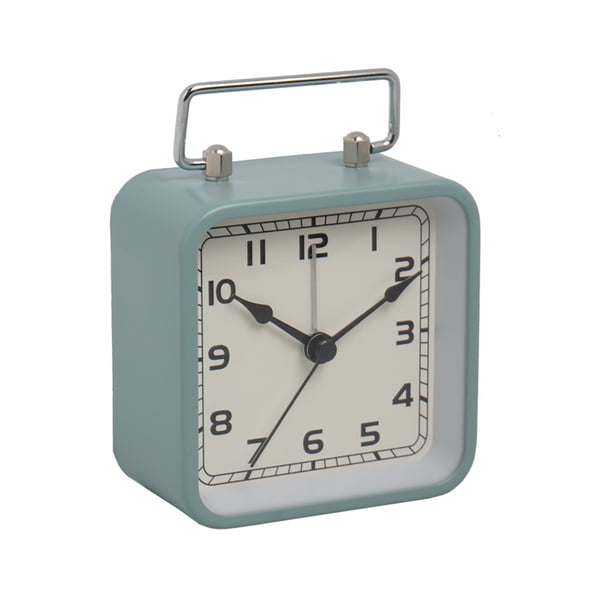 Reloj despertador pequeño cuadrado de metal, reloj silencioso de escritorio for cama de estudiante, reloj de mesa de cuarzo luminoso for dormir