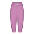 thumbnail image 6 of Pants for Women Casual Sweat Capris 4Th Of July American Flag Independence Day Print Bottom Drawstring Joggers Elastic Womens Pants Purple M, 6 of 6