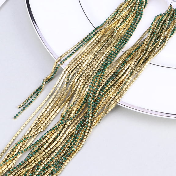 WHAMVOX Green Glass Crystal Rhinestone Chain for Jewelry Making 2mm