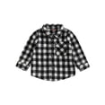 thumbnail image 3 of Ketyyh-chn99 Boys Button Down Shirt Long Sleeve 2025 Toddler Baby Boys Girls Flannel Plaid Jacket Long Sleeve Button Down Pocketed Shirts Coats Shacket Cardigan Top for4-5 Years,Black, 3 of 3