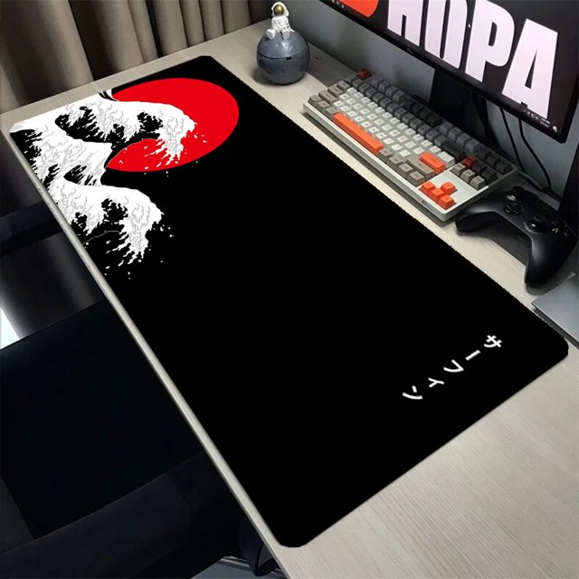 Alfombra de gran ola Off alfobrilla de ratón ordenador XXL para juegos, alfombrilla para juegos de alfombra para ratón teclado, alfombrilla para mesa con borde Anti-bloqueo de deslizamiento LIUWENJING unisex