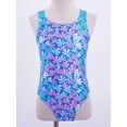 thumbnail image 2 of YONGHS Kids Girls Swimsuit Criss Cross Back One Piece Swimming Bathing Suit Beachwear Colorful Floral Blue 14, 2 of 7
