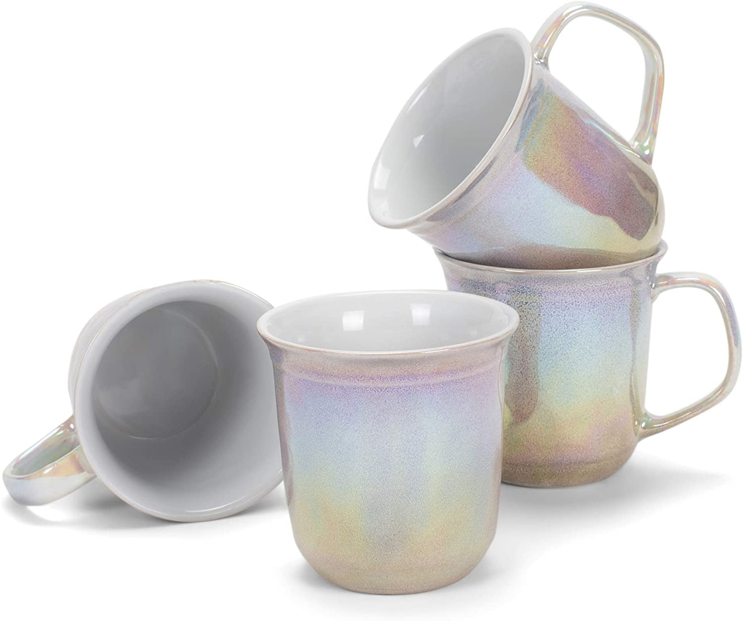 Purple Glossy Rainbow Glaze 17 ounce Stoneware Coffee Cup Mugs Set of 4