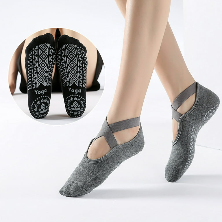 Yoga Socks Toeless Non Slip Skid Pilates Ballet Barre Dance Sports Fitness  Exercise Socks with Grips for Women Girls1902939