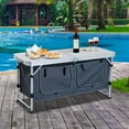 thumbnail image 2 of Demi Bonn 47" Portable Aluminum Folding Camping Picnic Table, Equipped with Carrying Handle & Storage Organizer, White, 2 of 7