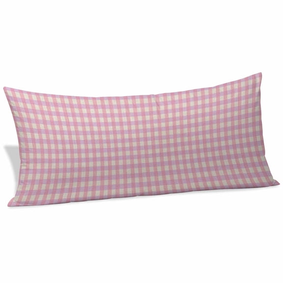 Pink Body Pillow Covers 20"x54", Grid Checkered Plaid Gingham Lattice Trellis Soft Brushed Microfiber Breathable Throw Pillow Covers, Pillowcase with Zipper for Couch Sofa Bedroom Living Room