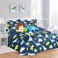 thumbnail image 1 of Ropa de cama de dinosaurio azul tamaño doble, edredón, juego de sábanas y funda de almohada, peluche para niños y adolescentes., 1 of 6