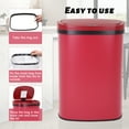 thumbnail image 4 of YRLLENSDAN Garbage Can 13 Gallon 50 Liter Kitchen Trash Can for Bathroom Bedroom Home Office Automatic Touch Free High-Capacity with Lid Brushed Stainless Steel Waste Bin, Red, 4 of 7