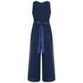 thumbnail image 4 of vastwit Girls Chiffon Jumpsuit Kids Overalls Sleeveless Romper Party Playsuit Wedding Dance Formal Navy Blue 14, 4 of 7