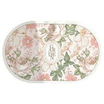 Hgallory Floral Non-Slip Bath Mat for Bathroom Toilet, Household Water Absorbing Floor Mats for Entrance Bedroom, Flower Pattern Home Decor Rubber Quick Dry Door Mat, 16"x24", 1 Pack, B, Oval