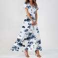 thumbnail image 2 of UoCefik Floral Maxi Dresses for Women 2025 Summer Elegant Flutter Sleeve Long Flowy Dresses Trendy V Neck Garden Party Dress Royal Blue XS, 2 of 8