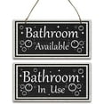 thumbnail image 2 of Bathroom Available In Use Hanging Wooden Sign Wood Bathroom Art Wall Decoration with Jute Twine Black Rustic Wooden Signs for Farmhouse Home Barthroom Decoration 11.8×5.9", 2 of 7
