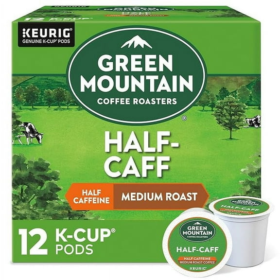 Green Mountain Coffee Roasters Half Caff Keurig Single-Serve K-Cup pods, Medium Roast Coffee, 12 Count