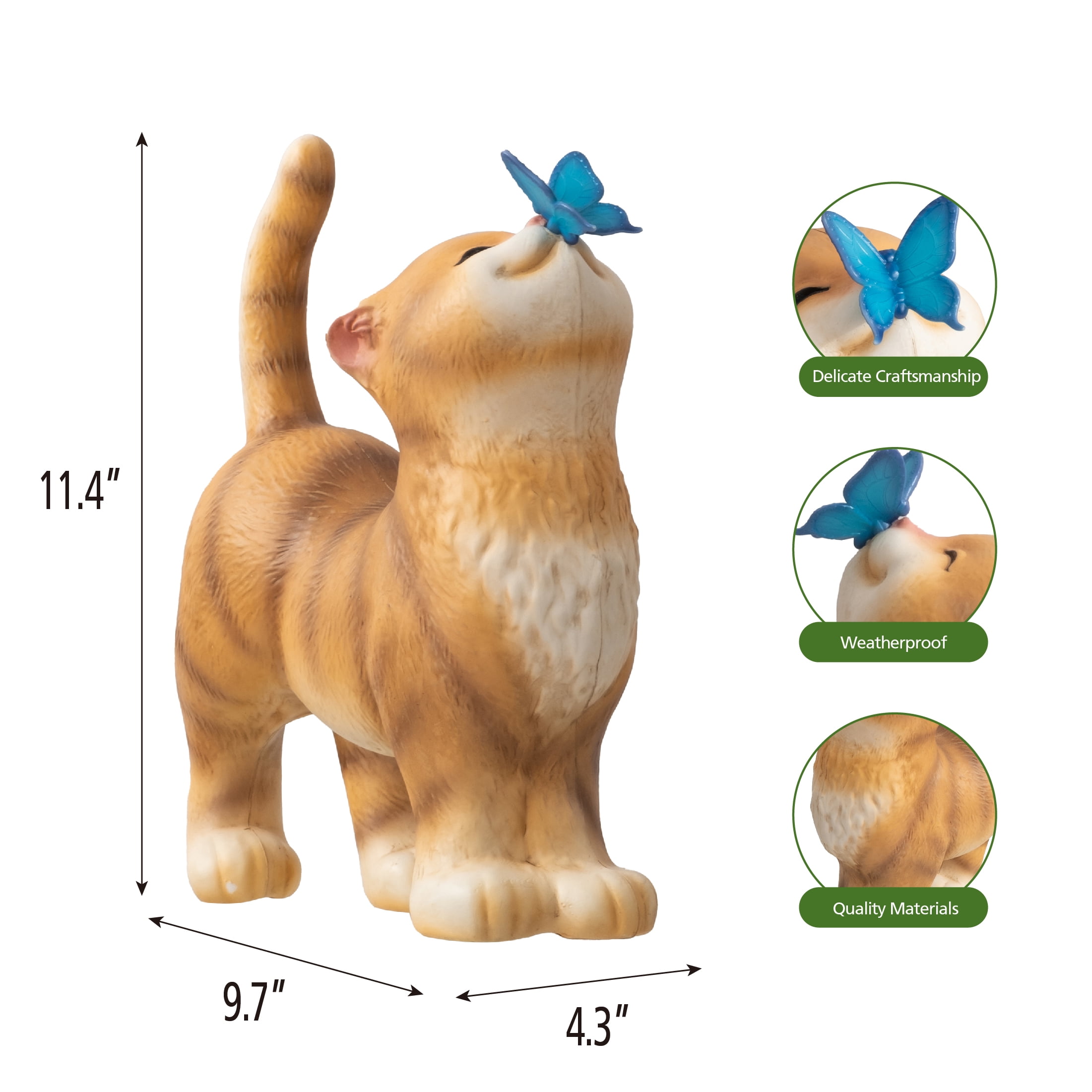 Mainstays Weather-Resistant Cat Garden Statue with Butterfly