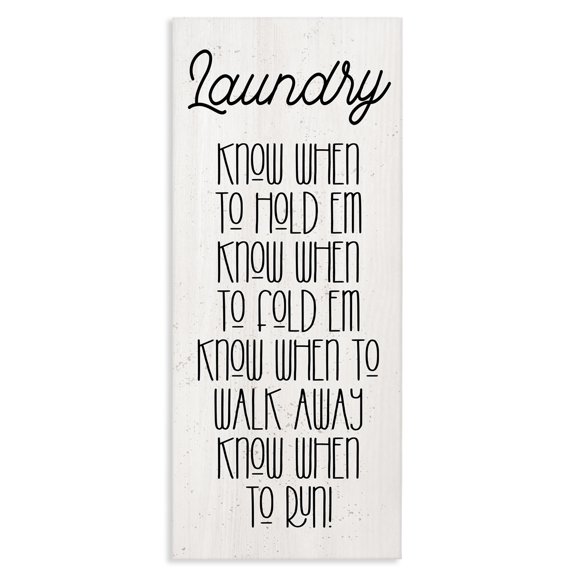 Stupell Industries Shabby Chic Know When To Run Funny Laundry Canvas Art, 17 x 40, by Lil' Rue