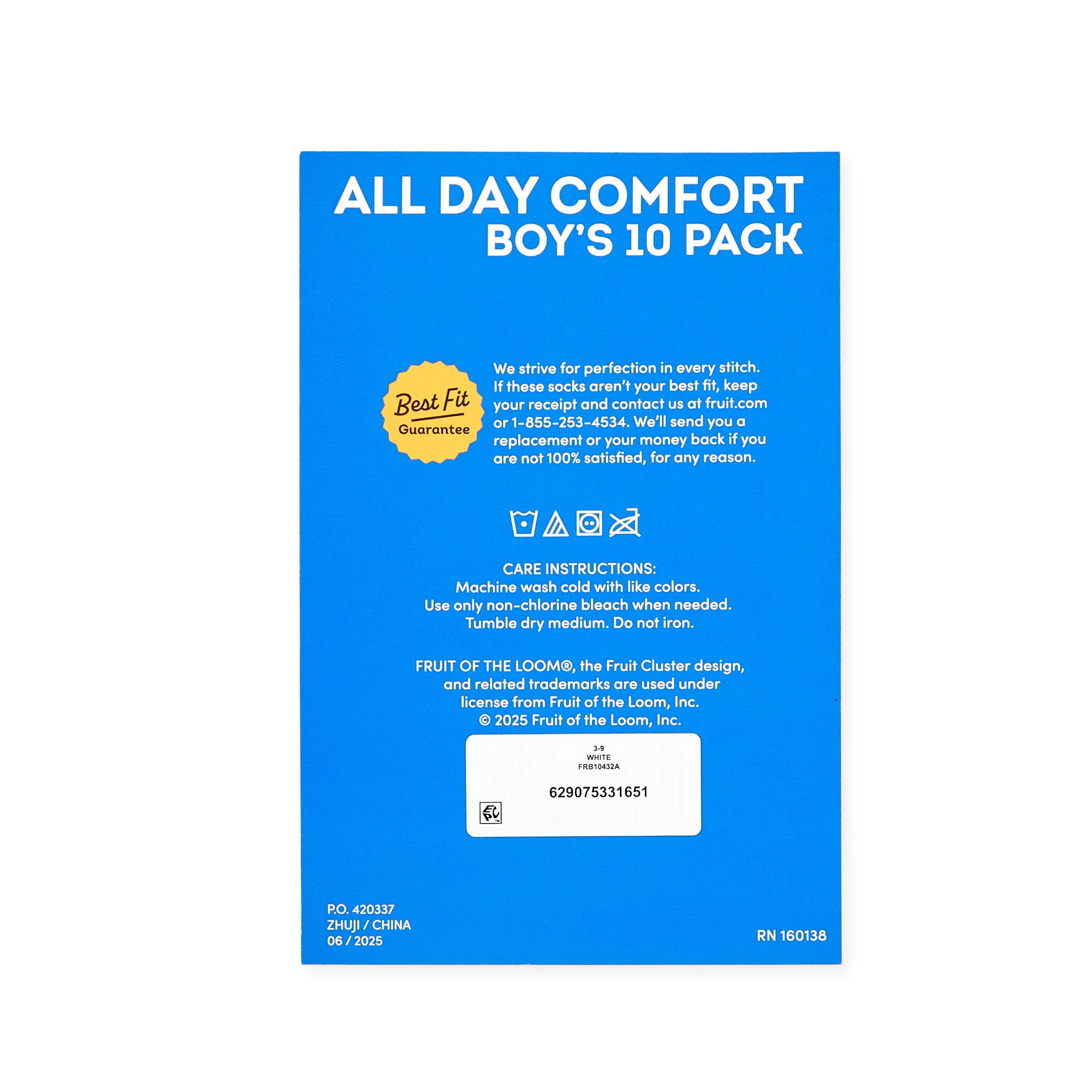 Fruit of the Loom All Day Comfort Boys Ankle Socks, Sizes 4.5-9, 10-Pack