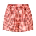 thumbnail image 4 of Fengactive Girls Gingham Loungewear Shorts Elastic Waist Button Detail Straight Leg with Convenient Side Pockets for 5-14T, 4 of 6