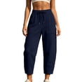 thumbnail image 3 of Vhkiploz Plus Size Wide Leg Pants for Women's Drawstring High Stretchy Waist Joggers Solid Hiking Running Vacation Trousers, 3 of 8