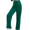 thumbnail image 2 of LEBONYARD Pants for Women Flowy Drawstring Waist Wide Leg,Womens Pants Clearance under $10,Women's Fashionable Solid Color Trendy High Waist Casual Wide Leg Suit Pants Green XL, 2 of 6